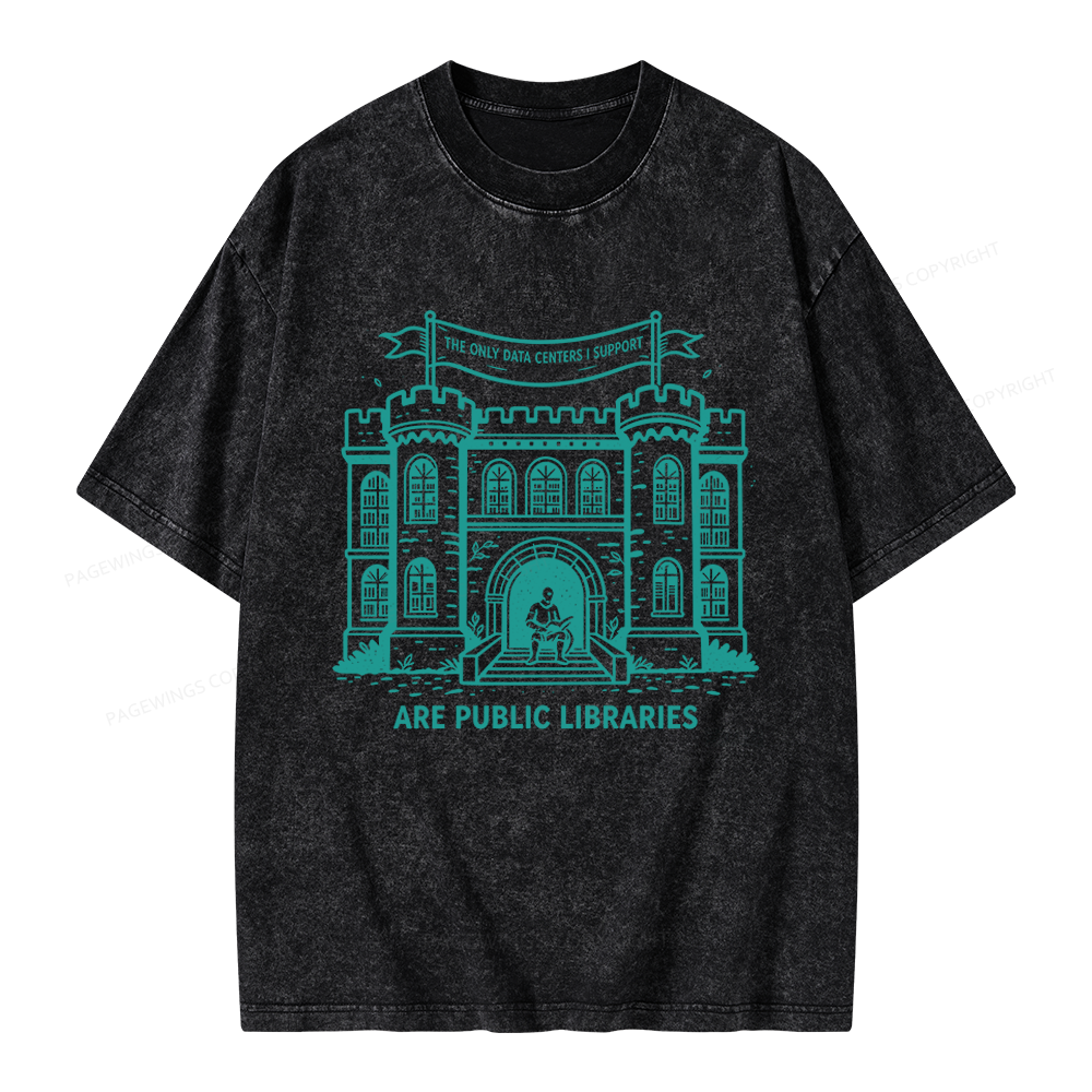 Pagewings I Support Are Public Libraries Unisex Washed T-shirt