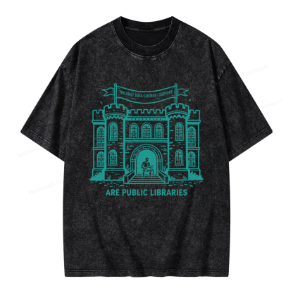 Pagewings I Support Are Public Libraries Unisex Washed T-shirt