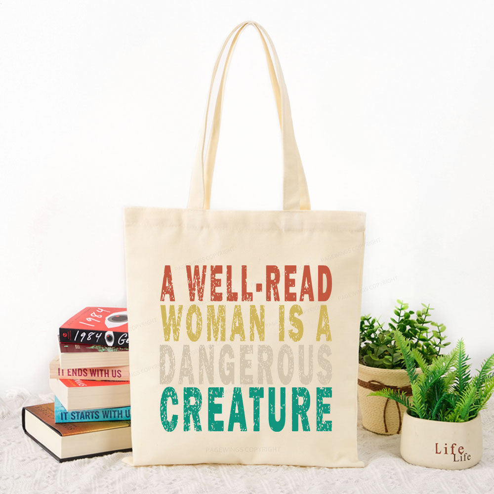 Pagewings A Well-Read Woman Is A Dangerous Creature Tote Bag