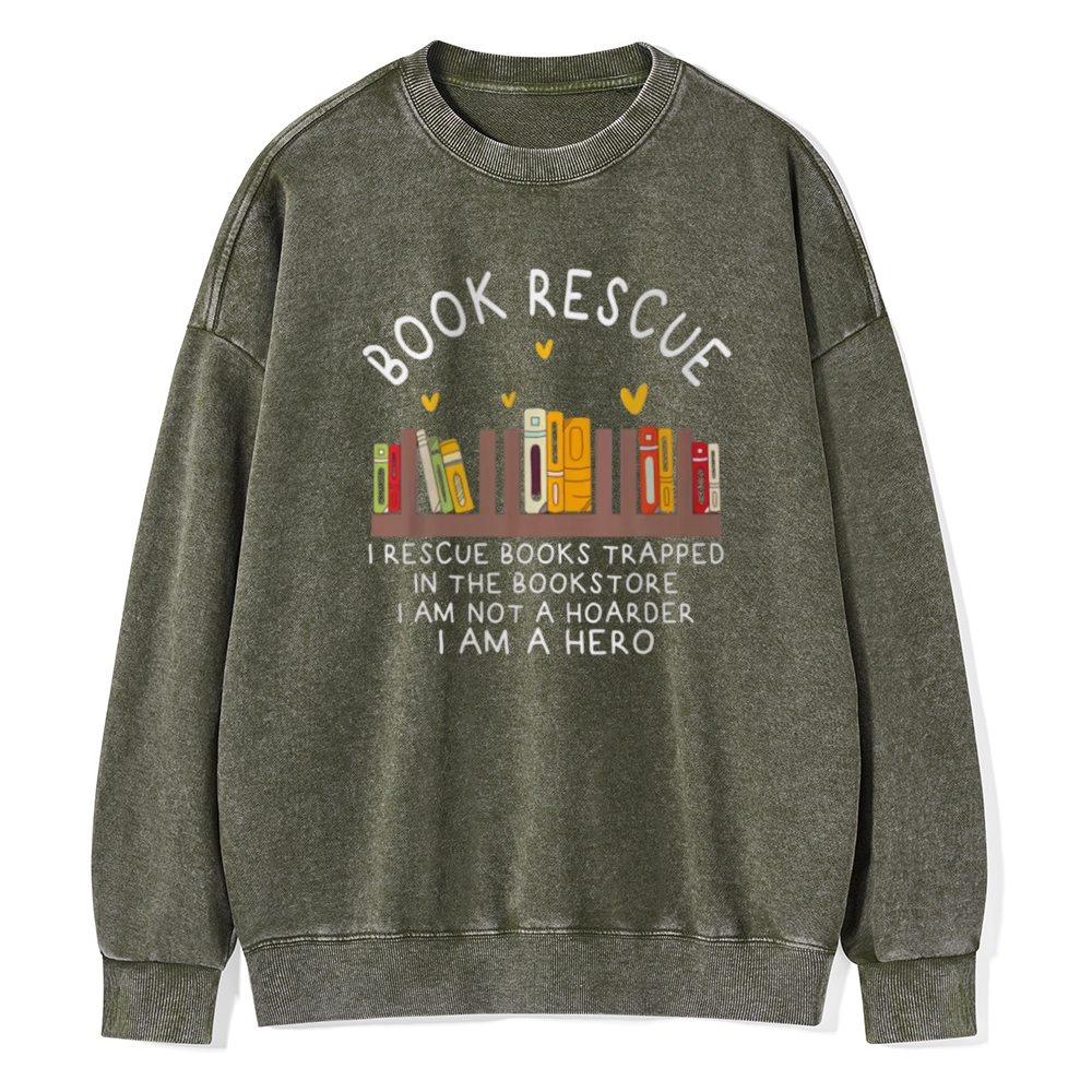 Pagewings Book Rescue Unisex Washed Sweatshirt