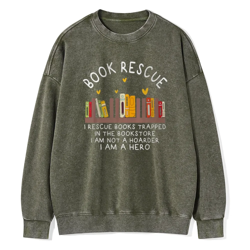 Pagewings Book Rescue Unisex Washed Sweatshirt