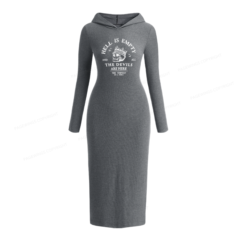 Pagewings Hell Is Empty And All The Devils Are Here Hooded Knit Dress