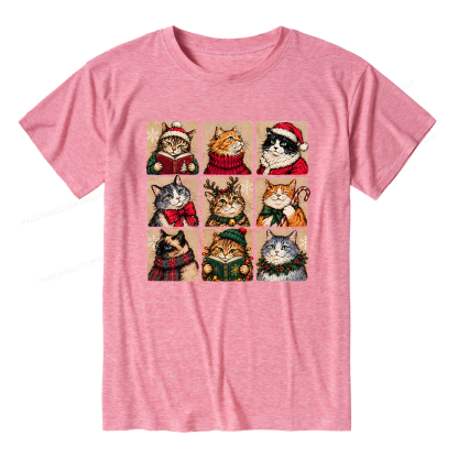 Pagewings Christmas Cats Unisex Heather T-Shirt