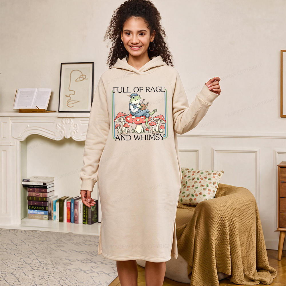 Pagewings Full Of Rage and Whimsy Side-Slit Fleece Hoodie Dress
