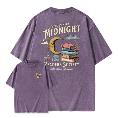 Pagewings Midnight Readers Society Unisex Washed T-shirt