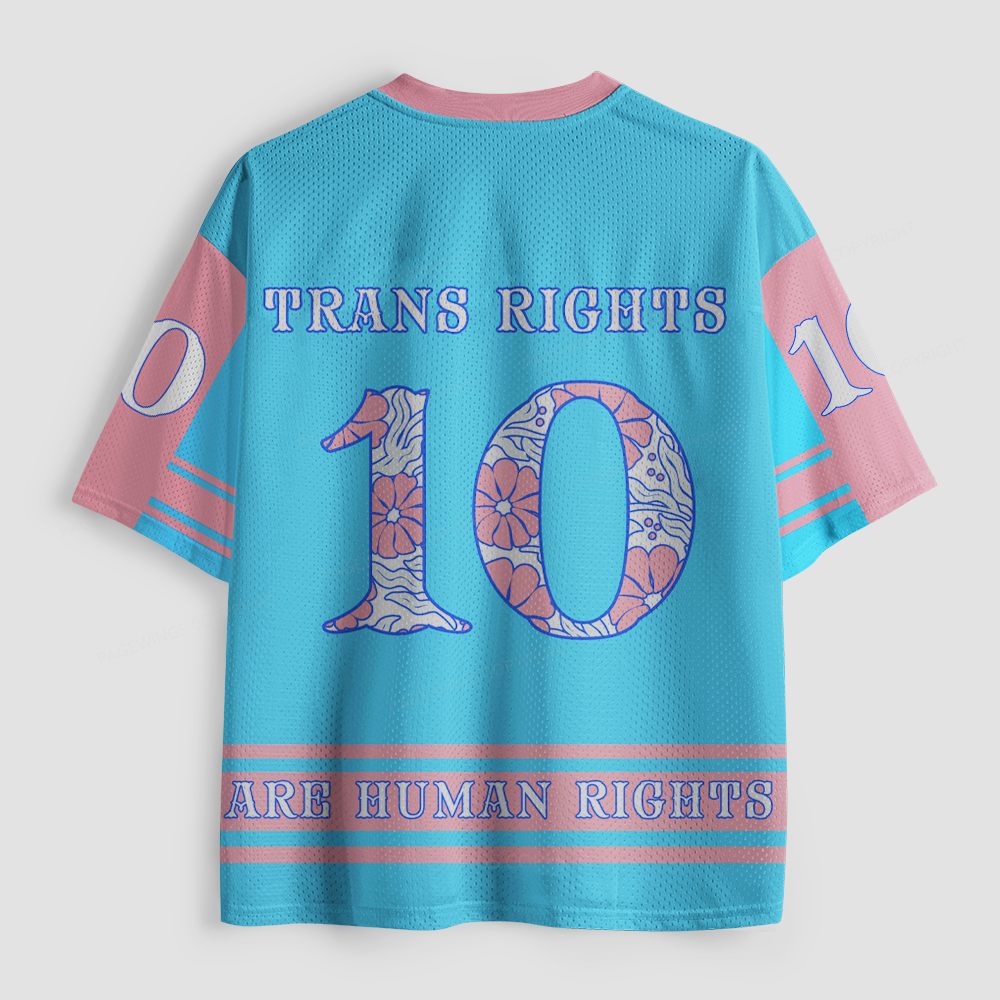 Pagewings Trans Rights Are Human Rights Unisex Mesh Jersey