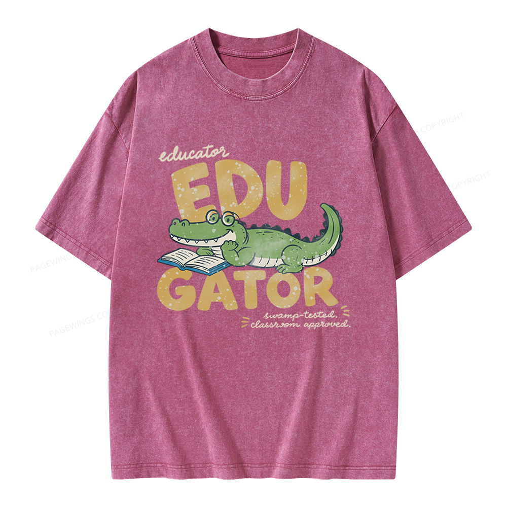 Pagewings Retro Alligator Unisex Washed T-shirt