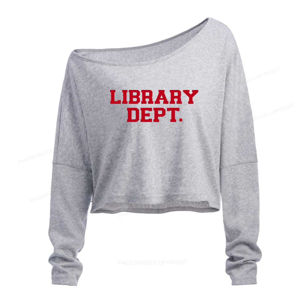 Pagewings Library Dept Slouchy Long Sleeve Off Shoulder T-shirt