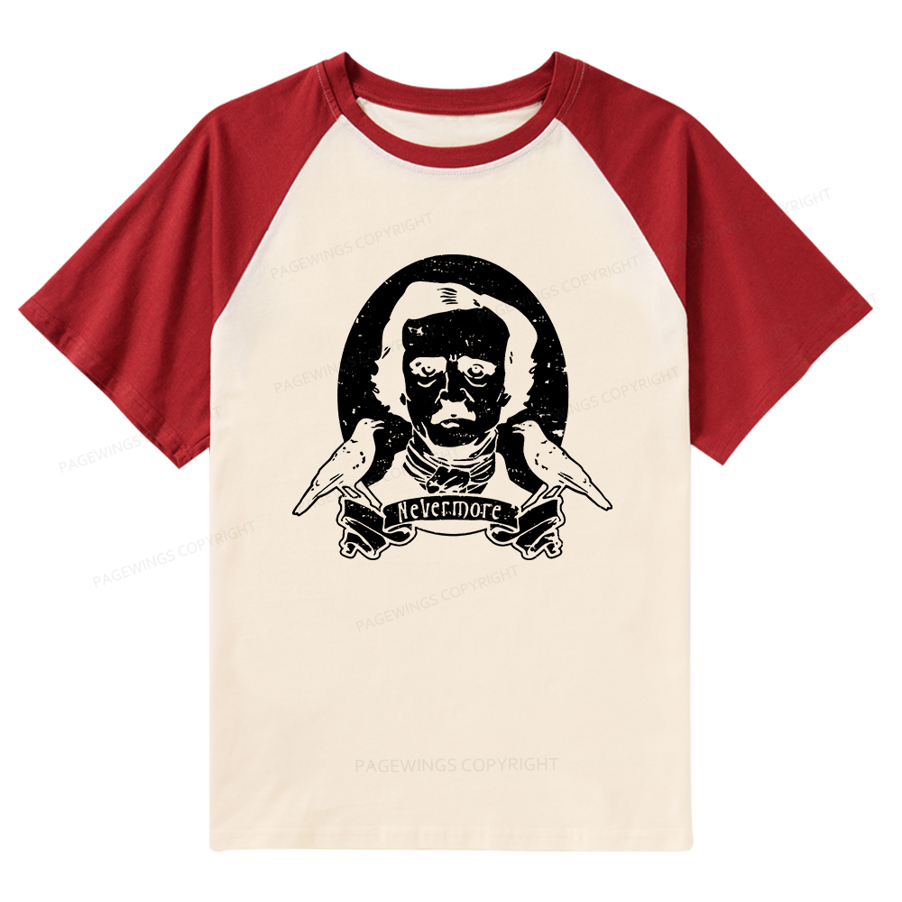 Pagewings Literary Vintage Stephen Allen King HP Lovecraft Book Raglan T-shirt