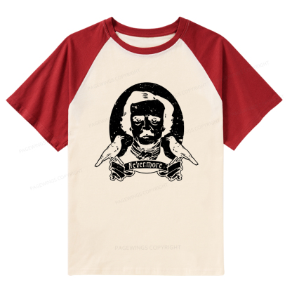 Pagewings Literary Vintage Stephen Allen King HP Lovecraft Book Raglan T-shirt