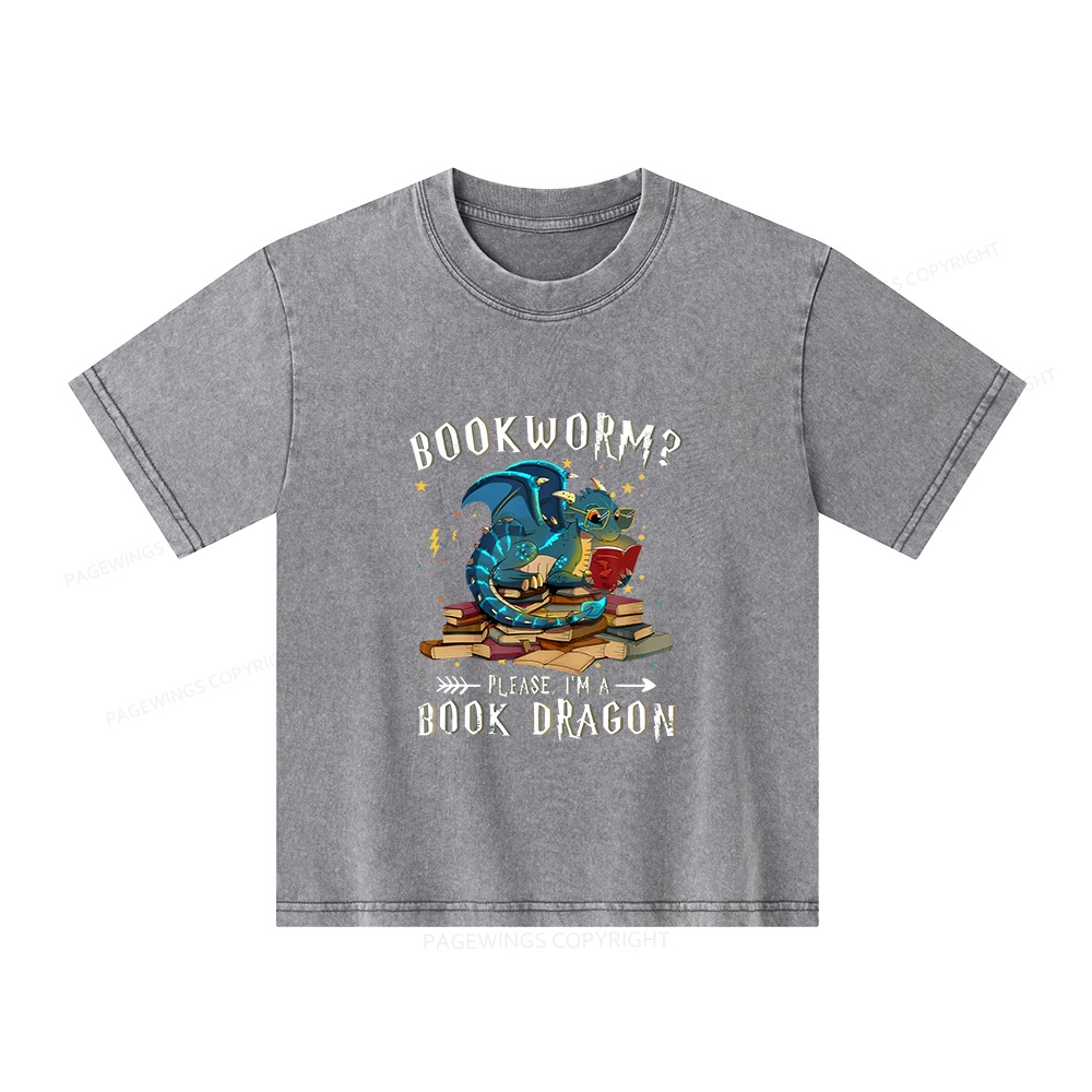 Pagewings Dragon Book Unisex Kids Washed T-shirt