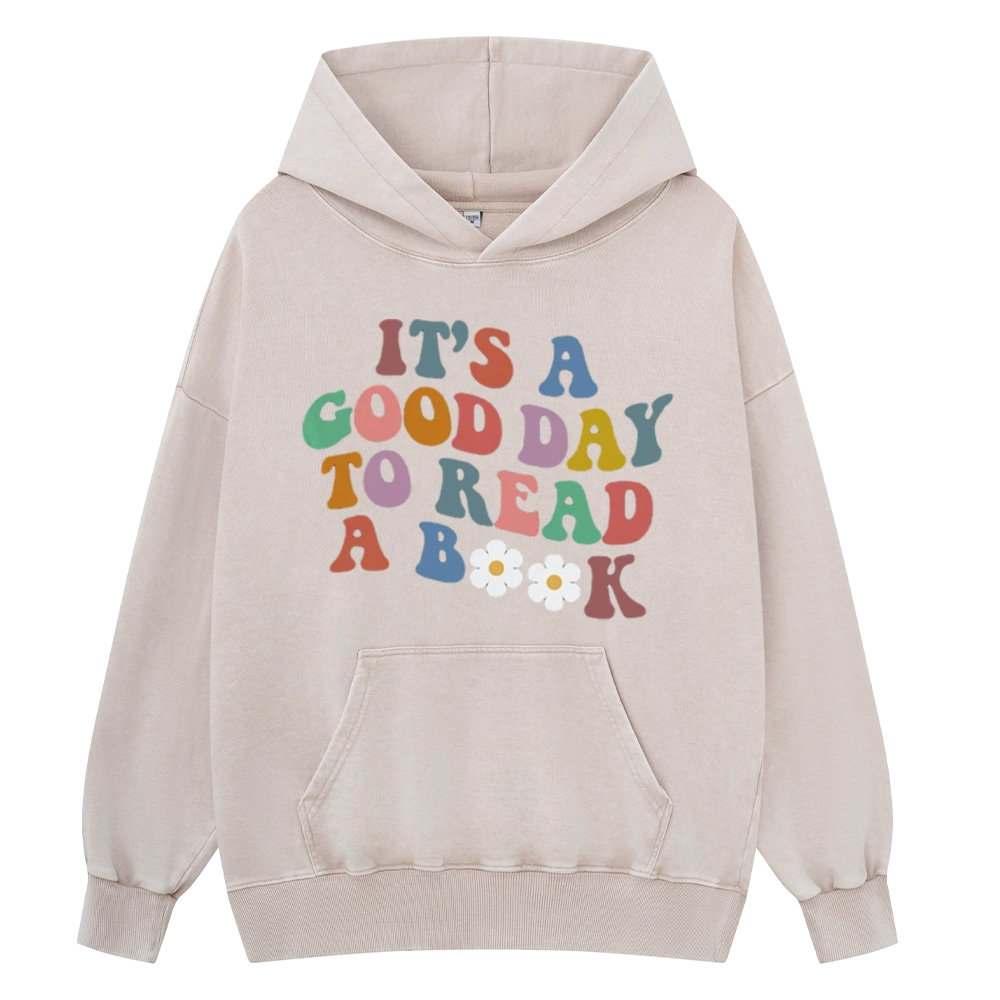 Pagewings It's A Good Day To Read A Book Unisex Washed Hoodie