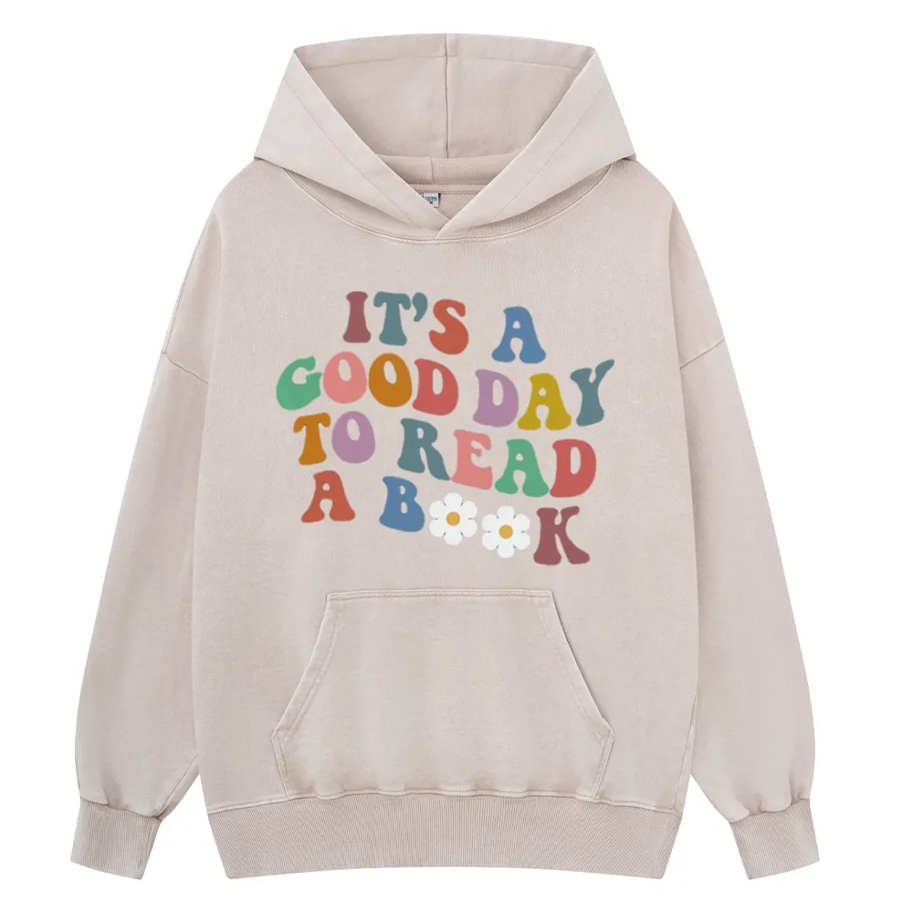 Pagewings It's A Good Day To Read A Book Unisex Washed Hoodie
