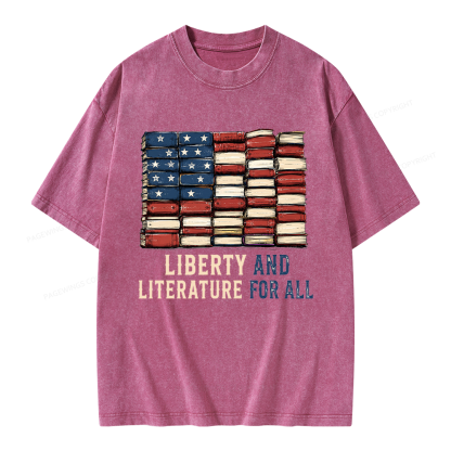 Pagewings Liberty and Literature Unisex Washed T-shirt