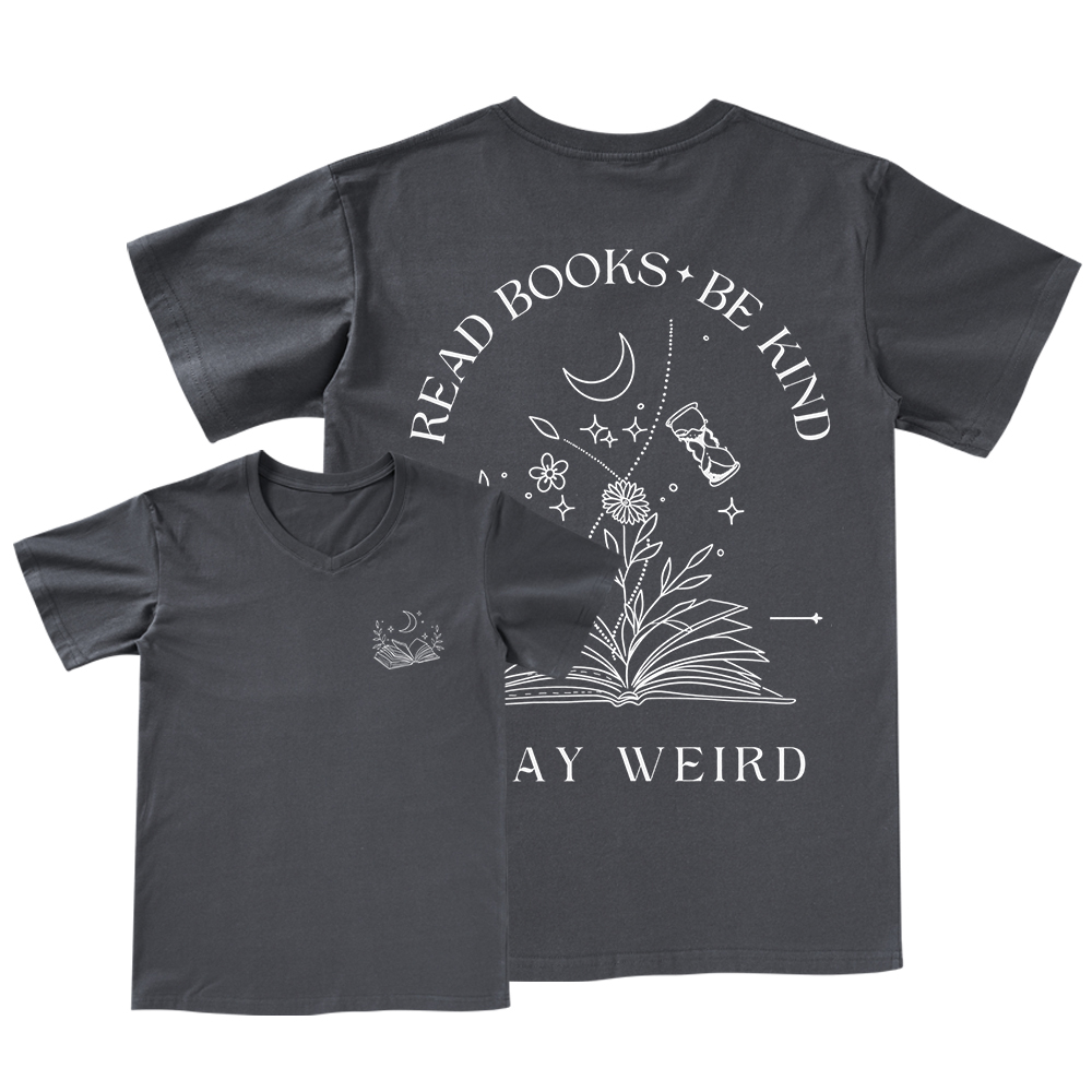 Pagewings Comfort Colors Read Books Be Kind Stay Weird V-neck T-shirt