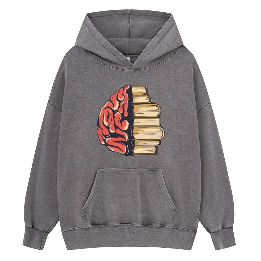 Pagewings Book is Brain Unisex Washed Hoodie