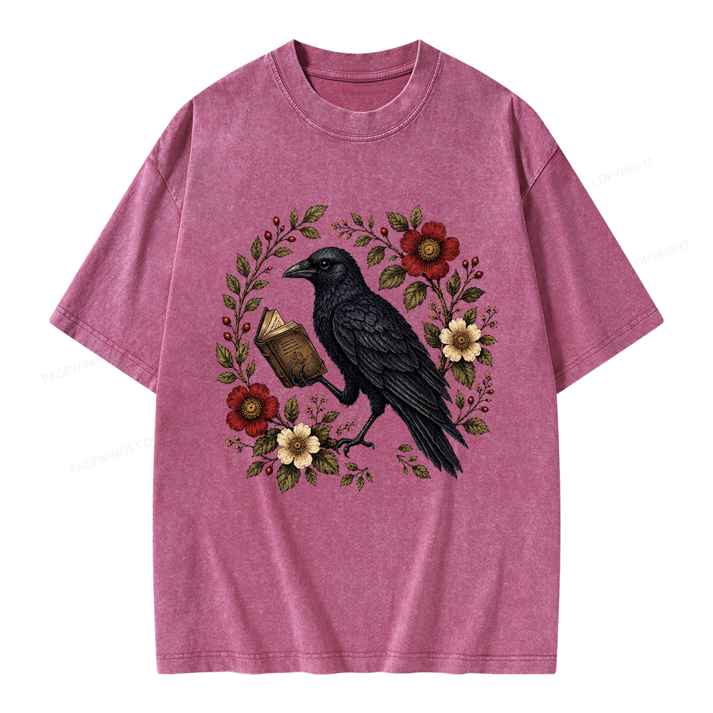 Pagewings Black Crow Unisex Washed T-shirt