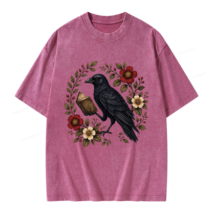 Pagewings Black Crow Unisex Washed T-shirt