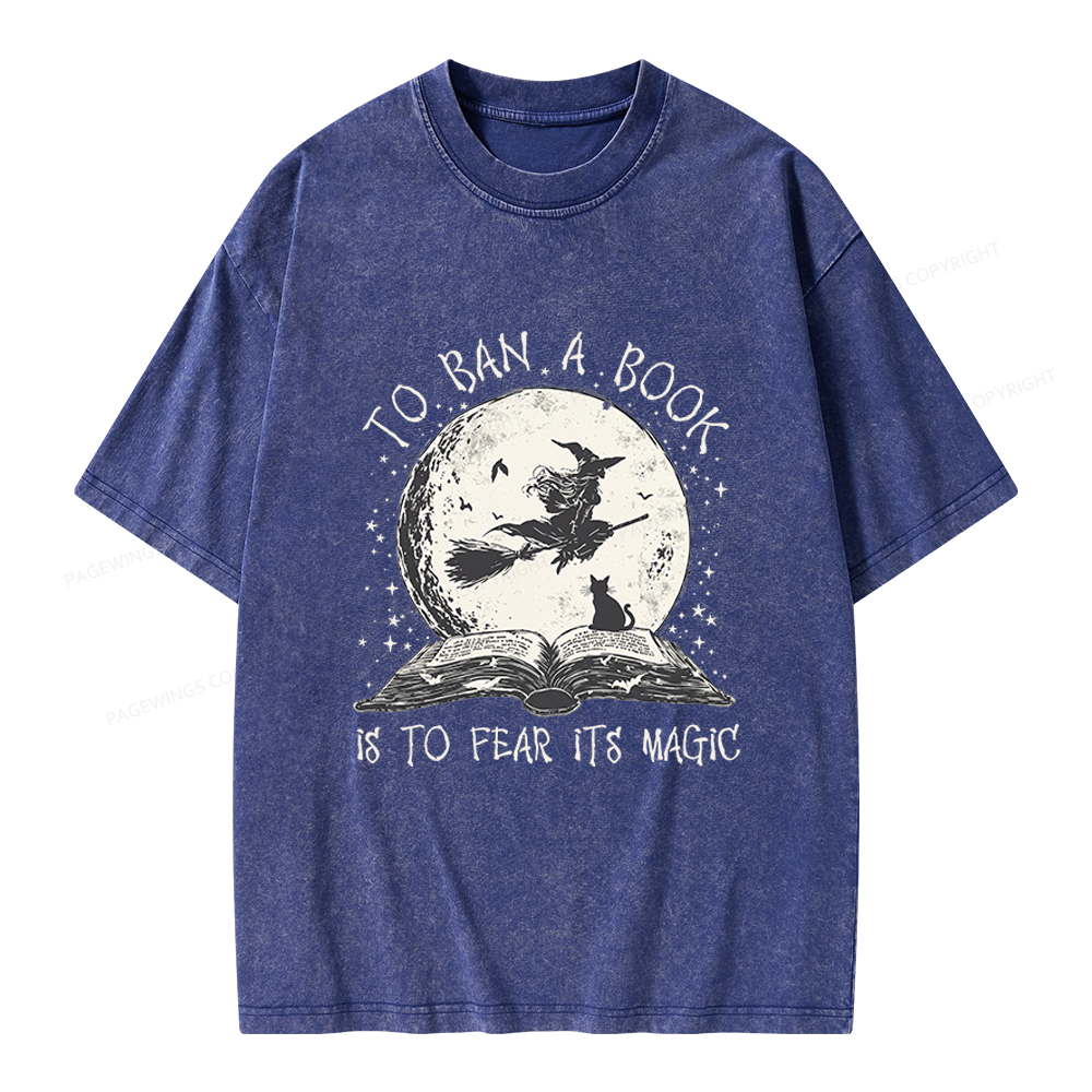 Pagewings Halloween Witch Book Unisex Washed T-shirt