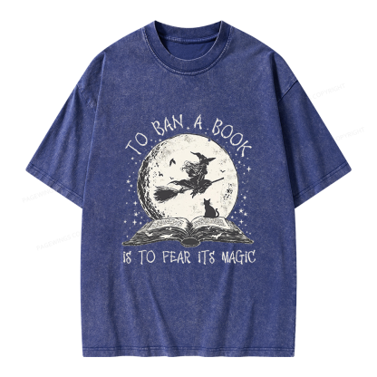 Pagewings Halloween Witch Book Unisex Washed T-shirt