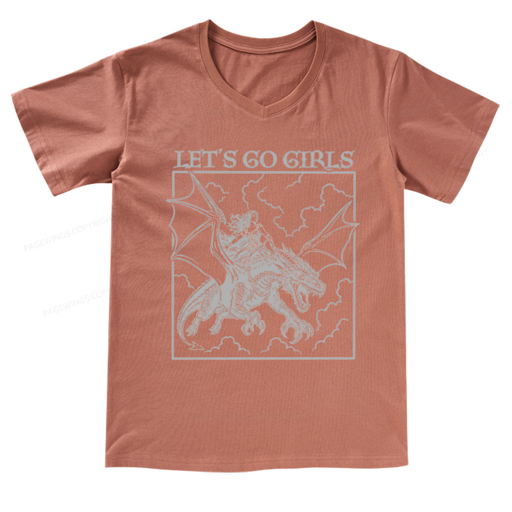 Pagewing Let's Go Girls V-neck T-shirt
