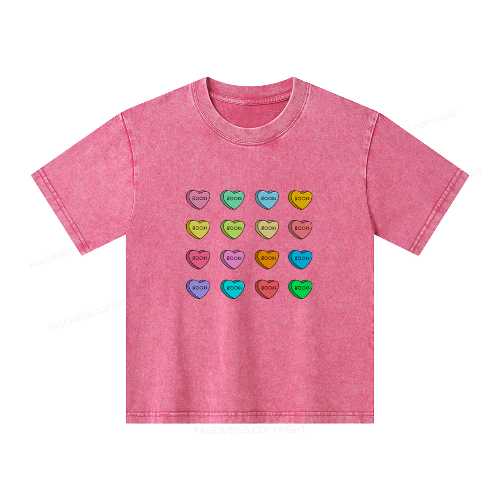 Pagewings Valentine's Day Librarian Unisex Kids Washed T-shirt