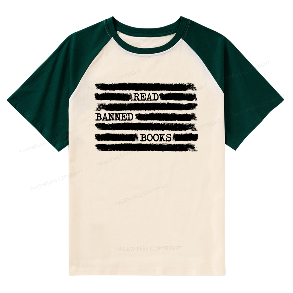 Pagewings Read Banned Books Bookworm Librarian Lovers Raglan T-shirt