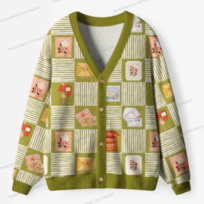 Pagewings Stamp Reading Unisex Ugly Cardigan Sweaters