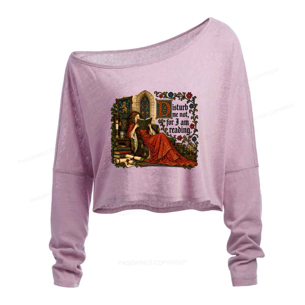 Pagewings Medieval Reading Slouchy Long Sleeve Off Shoulder T-shirt