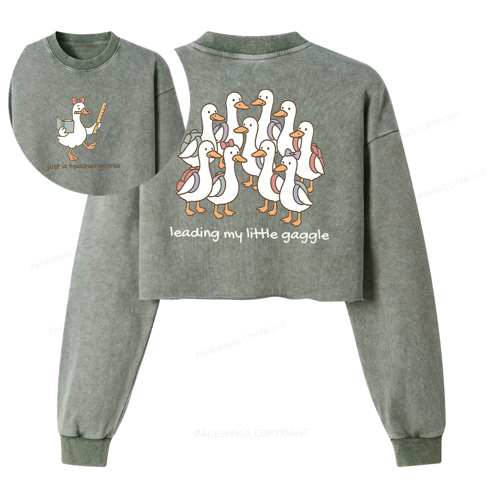 Pagewings Back to School Washed Crop Sweatshirt