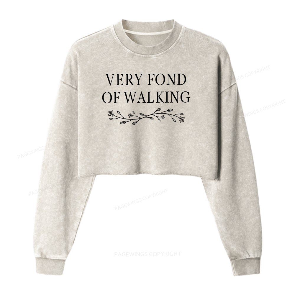 Pagewings Very Fond Of Walking Washed Crop Sweatshirt