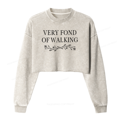 Pagewings Very Fond Of Walking Washed Crop Sweatshirt