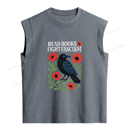 Pagewings Fight Fascism Women's Washed Tank Top