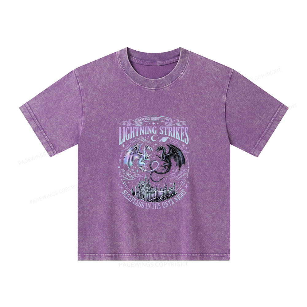 Pagewings Lightning Strikes Unisex Kids Washed T-shirt