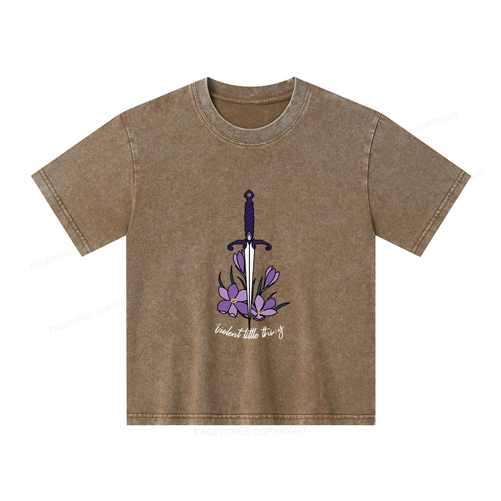Pagewings ‘’Violent Little Thing" Fourth Wing MC Classic T-Shirt Unisex Kids Washed T-shirt