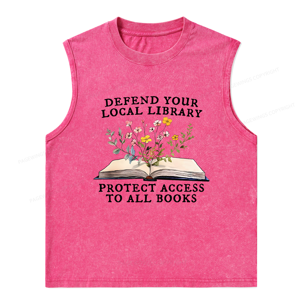 Pagewings Books Save Lives Protect Libraries Unisex Washed Tank Top