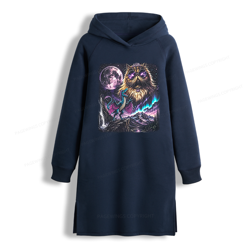 Pagewings Sci Fi Books Lover Side-Slit Fleece Hoodie Dress