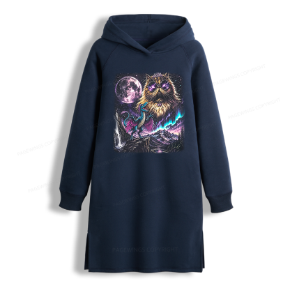 Pagewings Sci Fi Books Lover Side-Slit Fleece Hoodie Dress