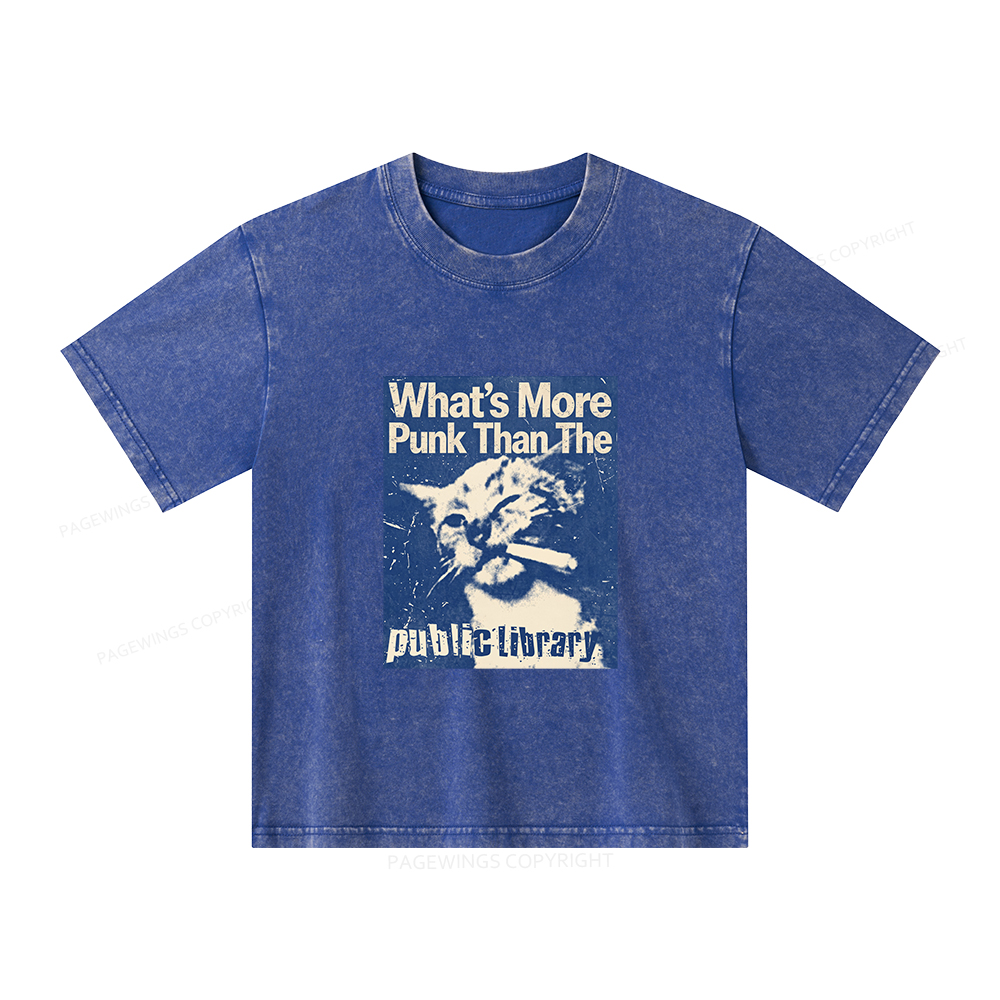 Pagewings What's More Punk Than The Public Library Unisex Kids Washed T-shirt