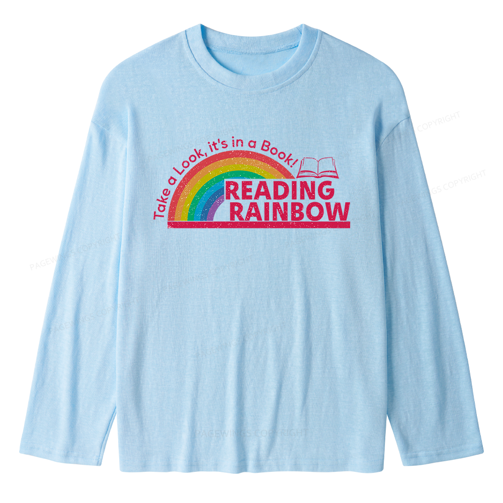 Pagewings Reading With Rainbow Unisex Lightweight Long Sleeve T-Shirt