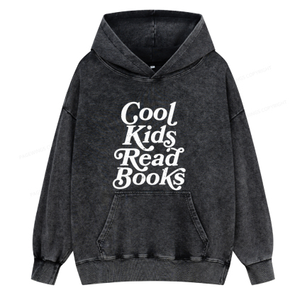 Pagewings Cool Kids Read Books Unisex Washed Hoodie