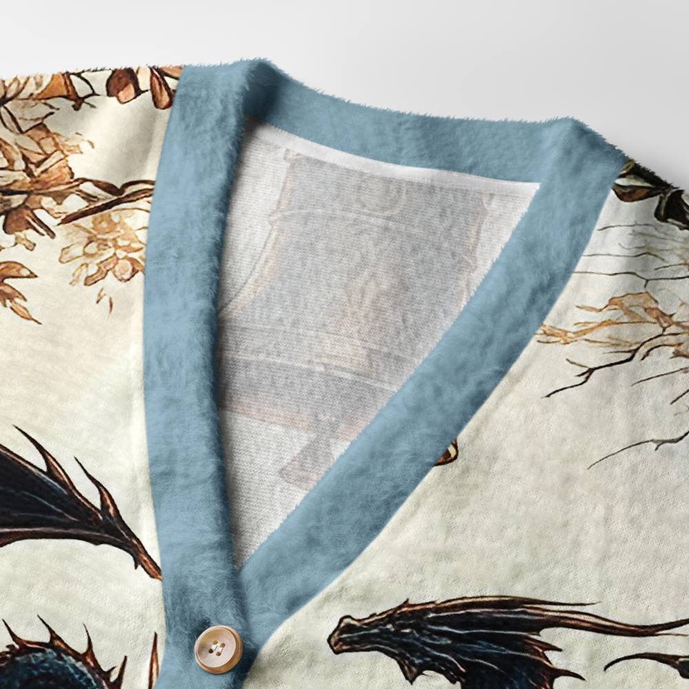 Pagewings Book Dragon Light Knit Unisex Cardigan Sweaters