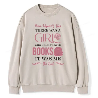 Pagewing The Girl Who Really Love Book Unisex Washed Sweatshirt