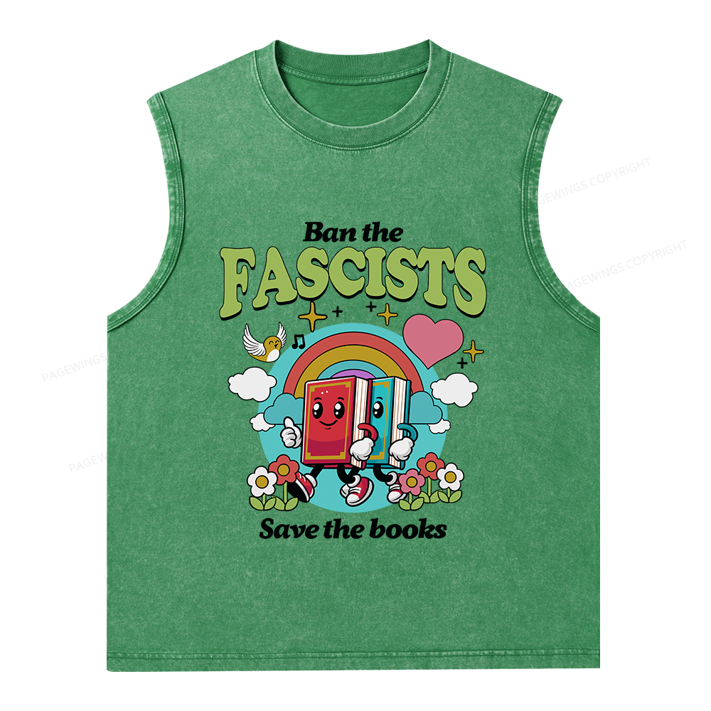 Pagewings Ban the Fascists Save the Books Unisex Washed Tank Top