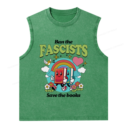 Pagewings Ban the Fascists Save the Books Unisex Washed Tank Top