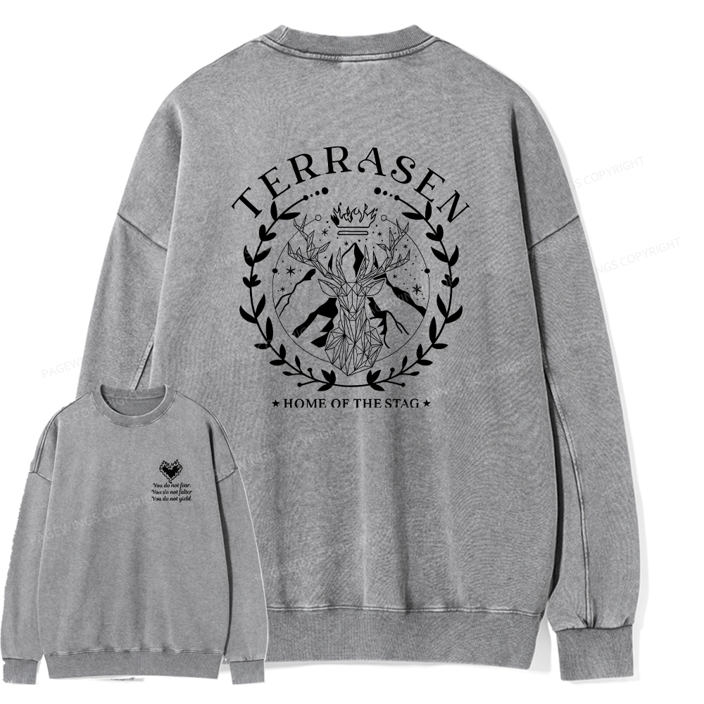 Pagewings Fireheart Embroidery Unisex Washed Sweatshirt