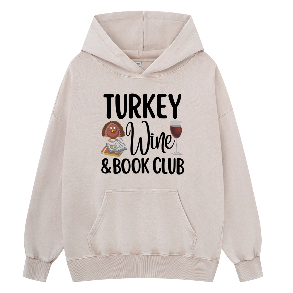 Pagewings Book Club Wine Unisex Washed Hoodie
