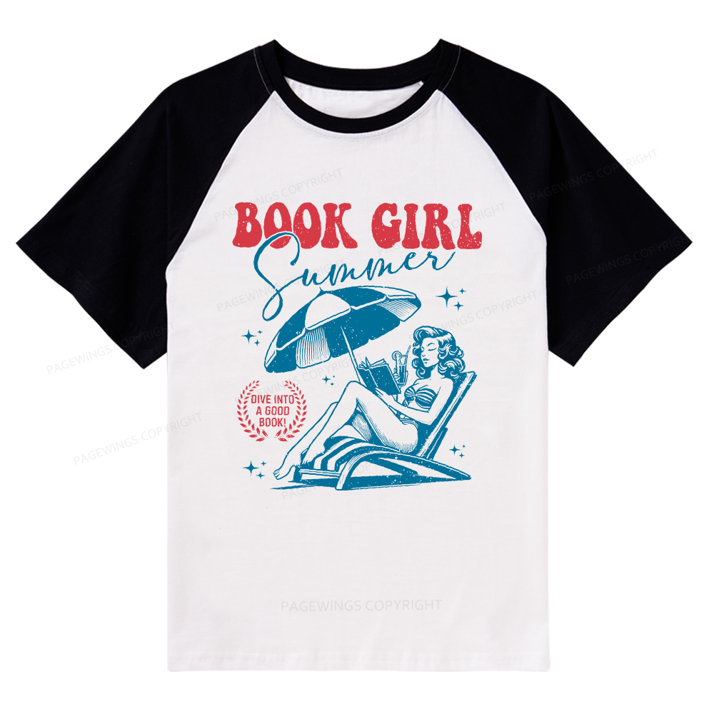 Pagewings Book Girl Summer Raglan T-shirt