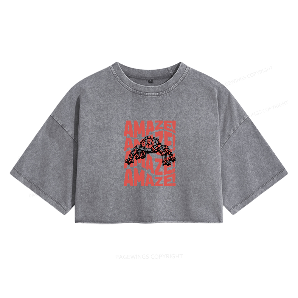 Pagewings Science fiction Fan Women's Washed Cropped T-shirt
