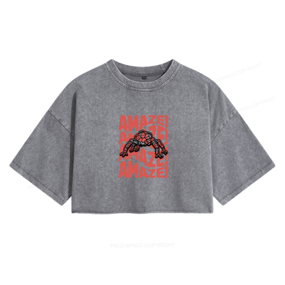 Pagewings Science fiction Fan Women's Washed Cropped T-shirt